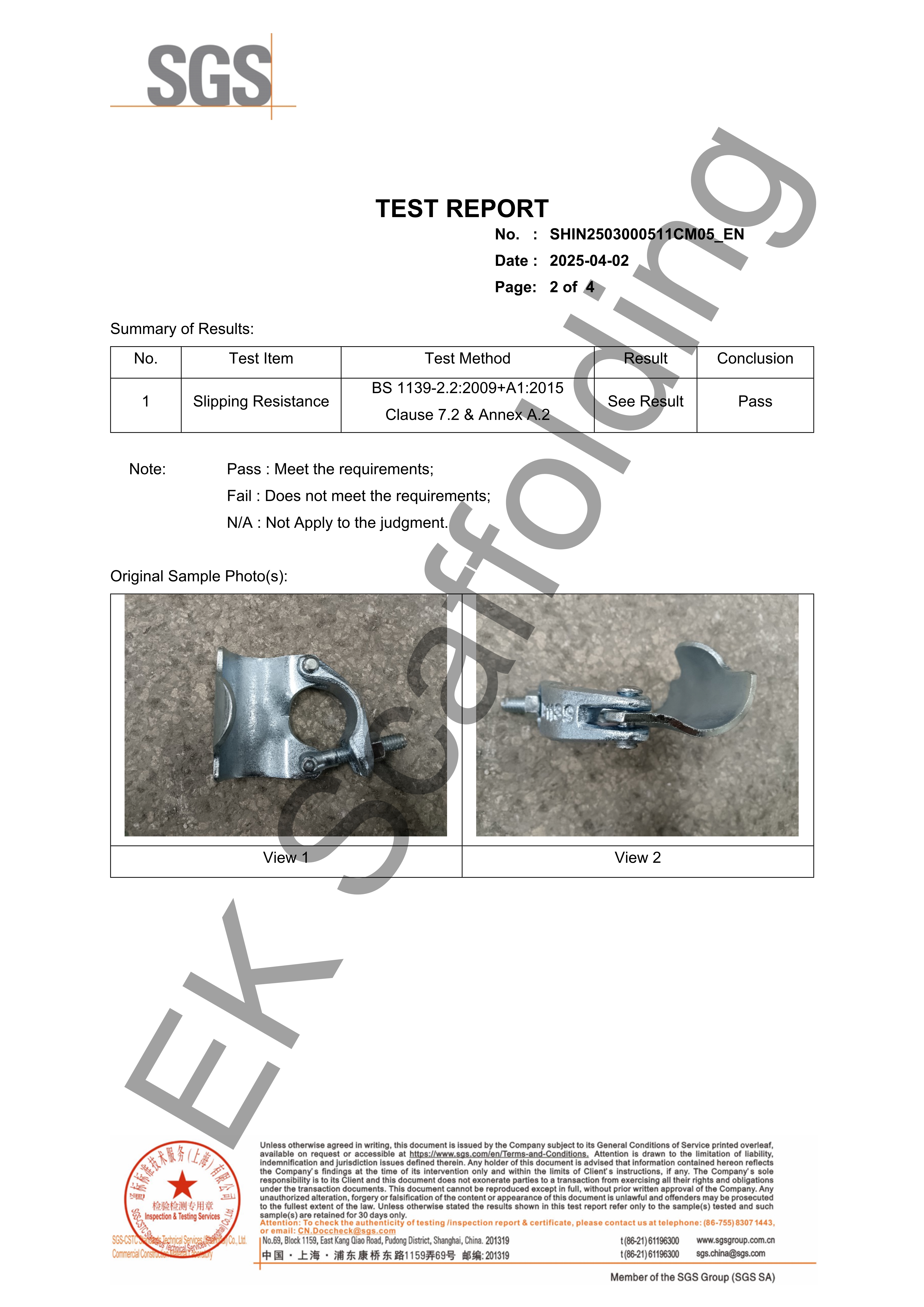 Informe SGS del acoplador 
