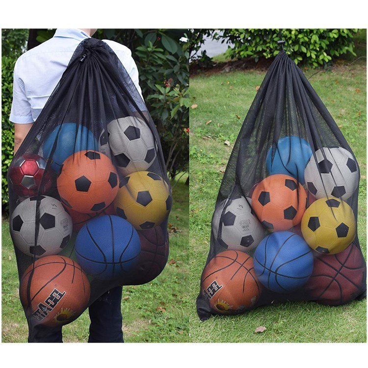 Heavy Duty Mesh Drawstring Sport Equipment Storage Basketball Beach Swimming Gears Adjustable Shoulder Strap Soccer Bag 