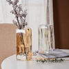 Ion Plating Square Colored Glass Flower Vase for Decoration
