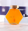 Hexagon Honey Glass Jar with Wooden Spoon