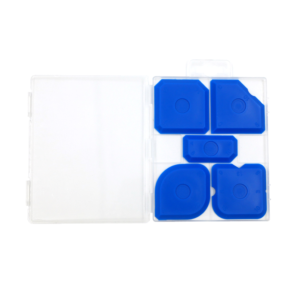 5PCS Blue Silicone Sealant Spatula Grout Joint Smoother Scraper Set with Plastic Box