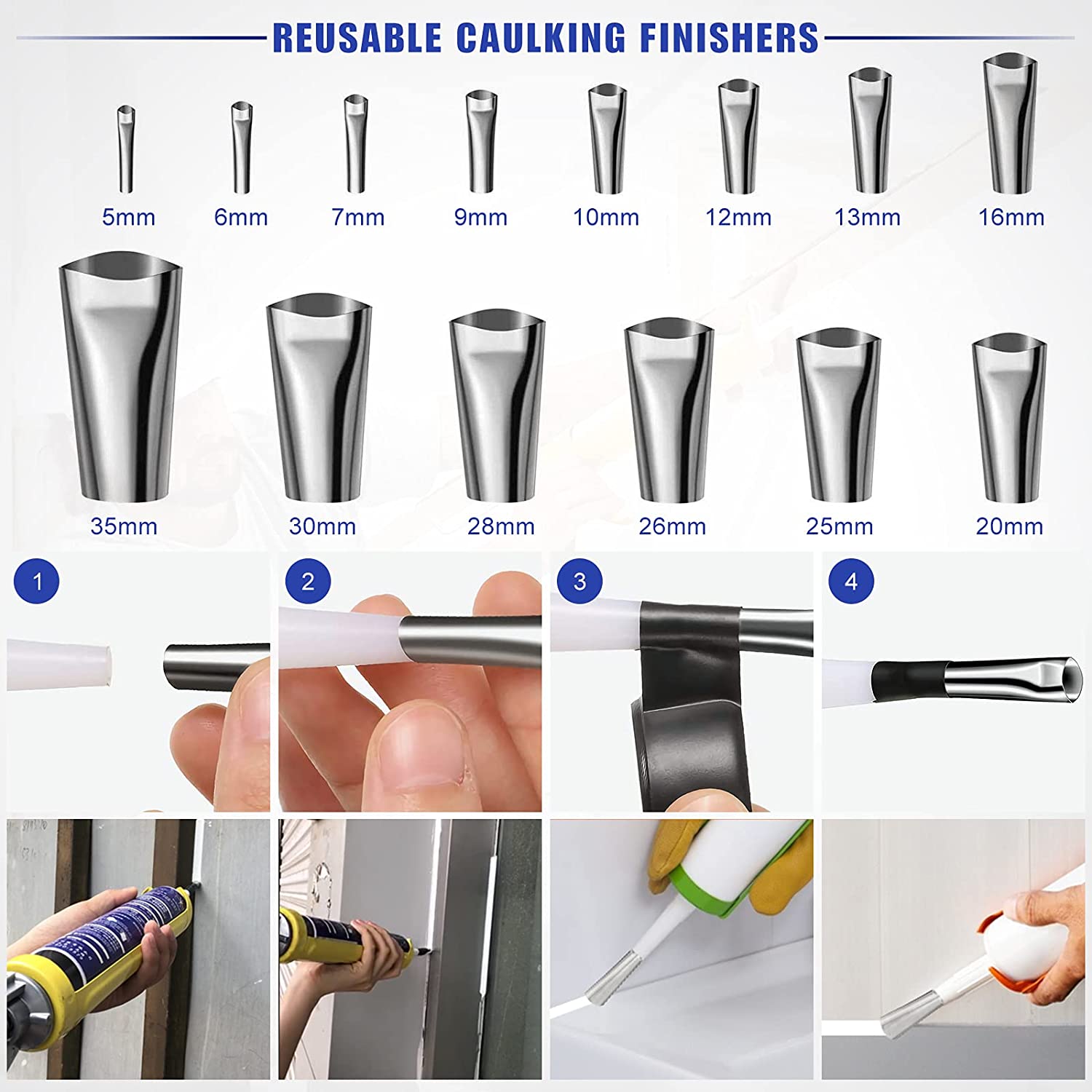 Caulking Tool Caulk Remover/ Scraper Tool kit 3 in 1 Silicone Caulking Finishing Tool kit with Sealant Scraper