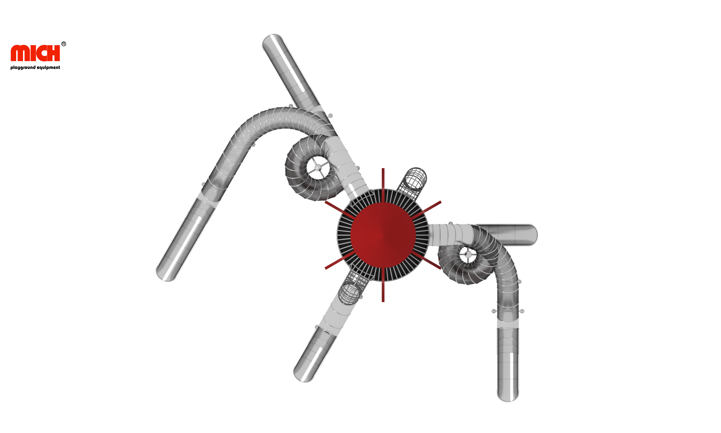 Control de toboganes de acero inoxidable en forma de cohete