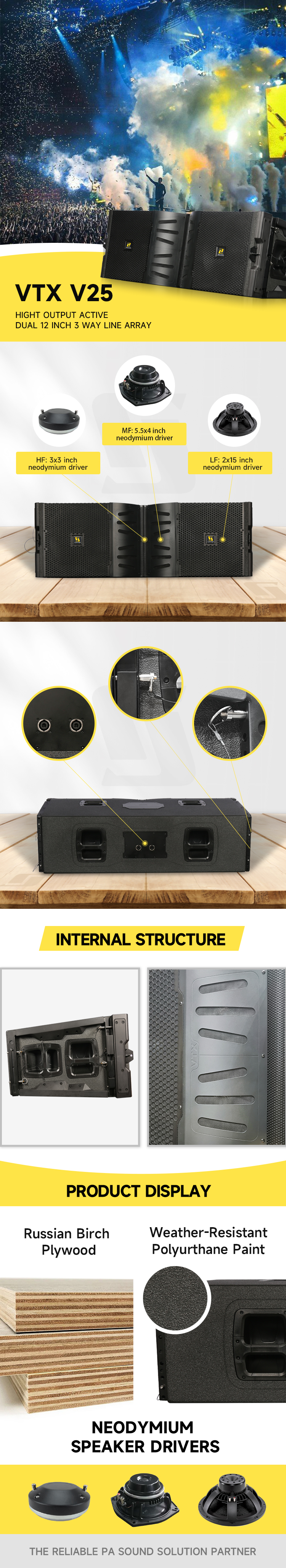 Sistema de altavoz de matriz de línea VTX V25 de 3 vías