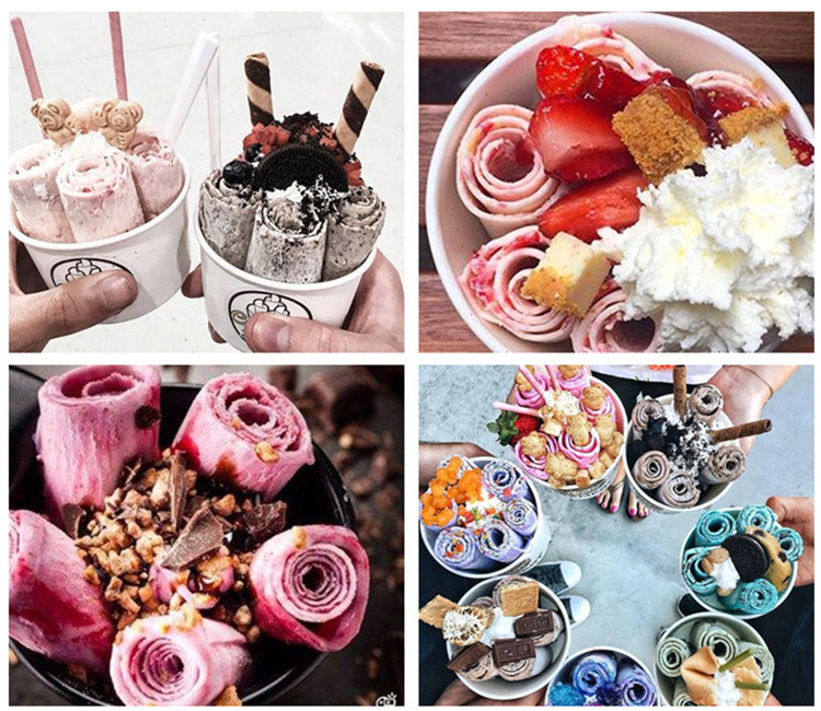 Instant Hard Soft Thai Frying Ice Cream Roll Machine Cart with Marble Surface