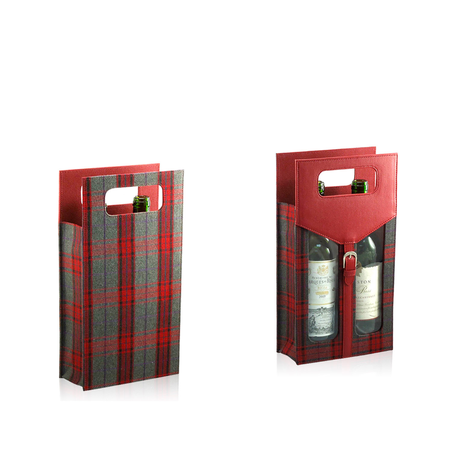 Wine Box Manufacturer PU leather luxury strip cotton wine bag