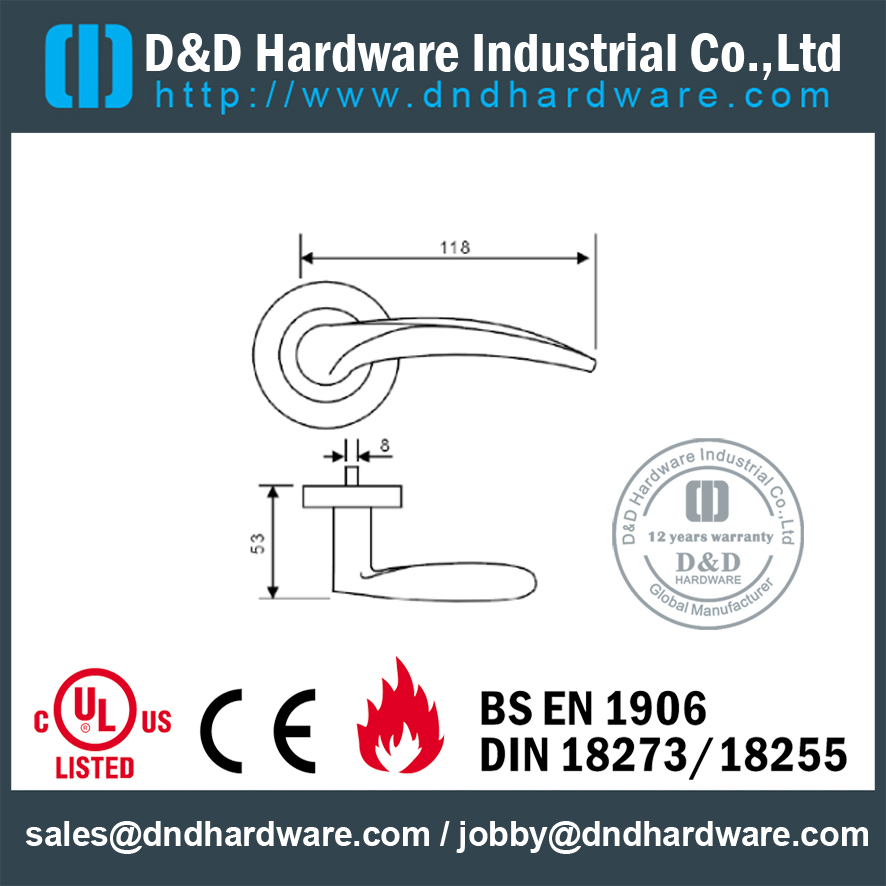 Antirust praktis klasik menangani tuas solid untuk Internal Door - DDSH097