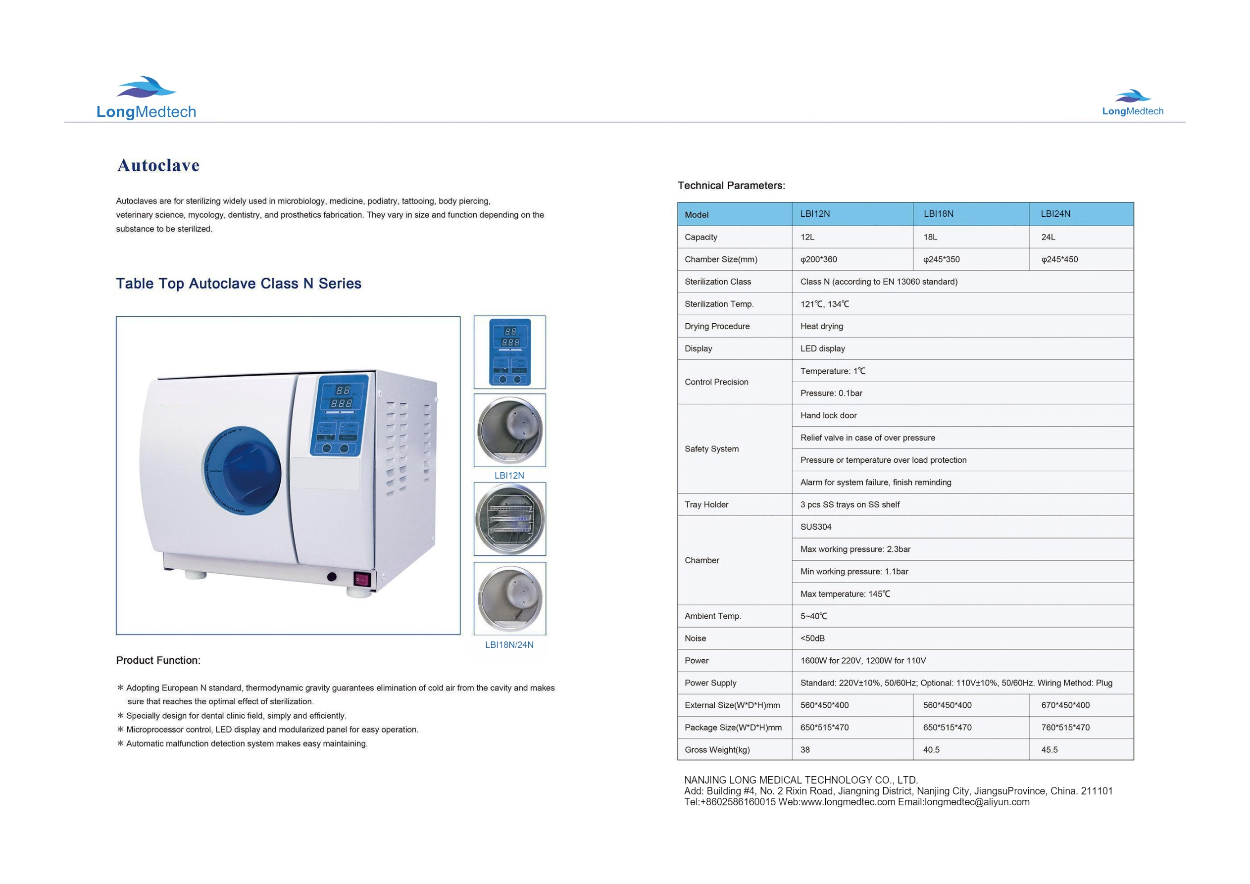 LBI12N autoclave de sobremesa clase n serie-1