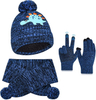 Children Wool Blue Knit Three Piece Set