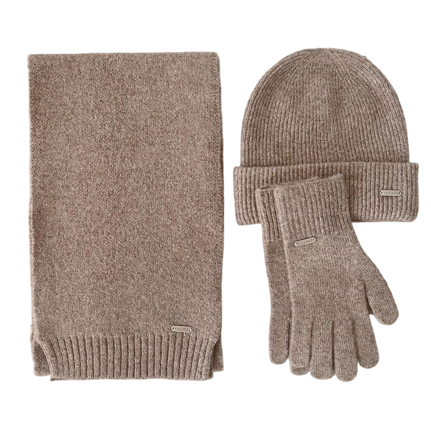 Customized Warm Winter Scarf Beanie Gloves Unisex Knit Set