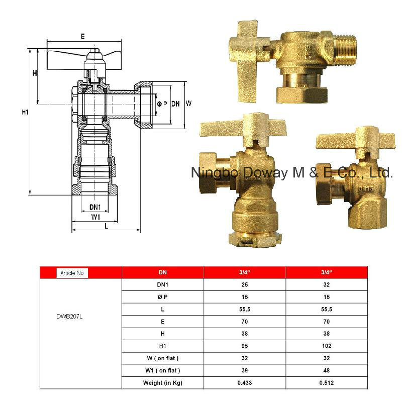Vanne &agrave; bille &agrave; angle verrouillable anti-vol d'usine OEM