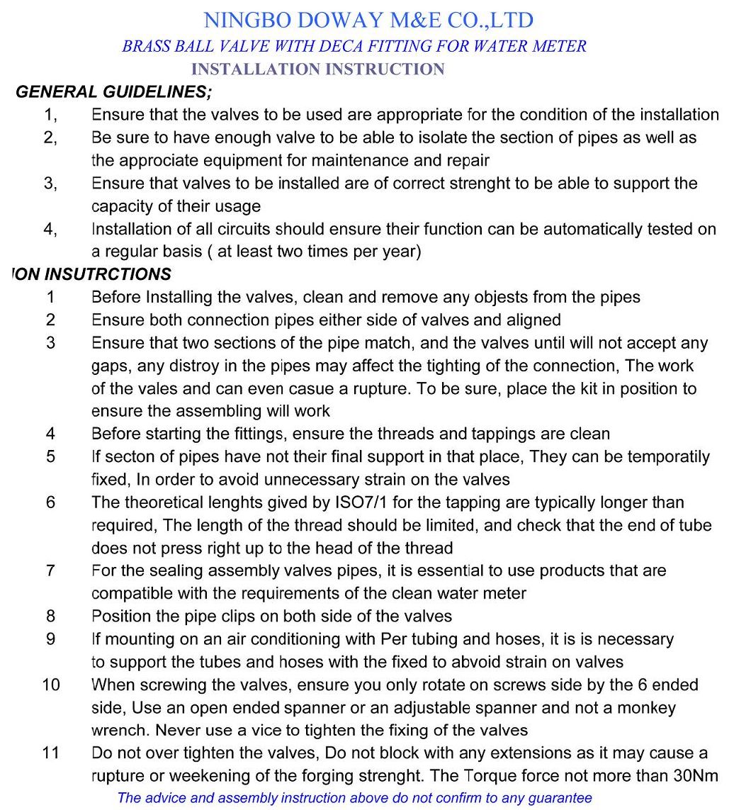 M / Rotule &agrave; bille de compteur d'eau &agrave; angle en laiton