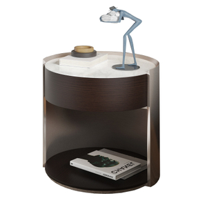 Italian Modern Design Bedroom Furniture Round Wooden Bedside Table with Bed Side Table Wood Drawer Night Table Italian Style Nightstand