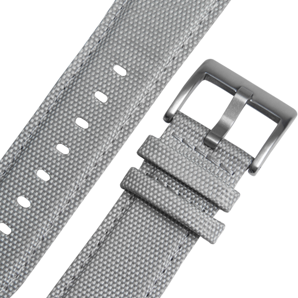 2 Piece of Gray Sail Cloth Watch Band with Brushed Buckle Nylon And