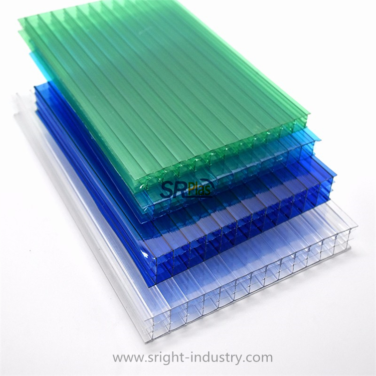 Green High Qualtiy Polycarbonate Roofing Sheets Polycarbonate Hollow Sheets Four Wall 