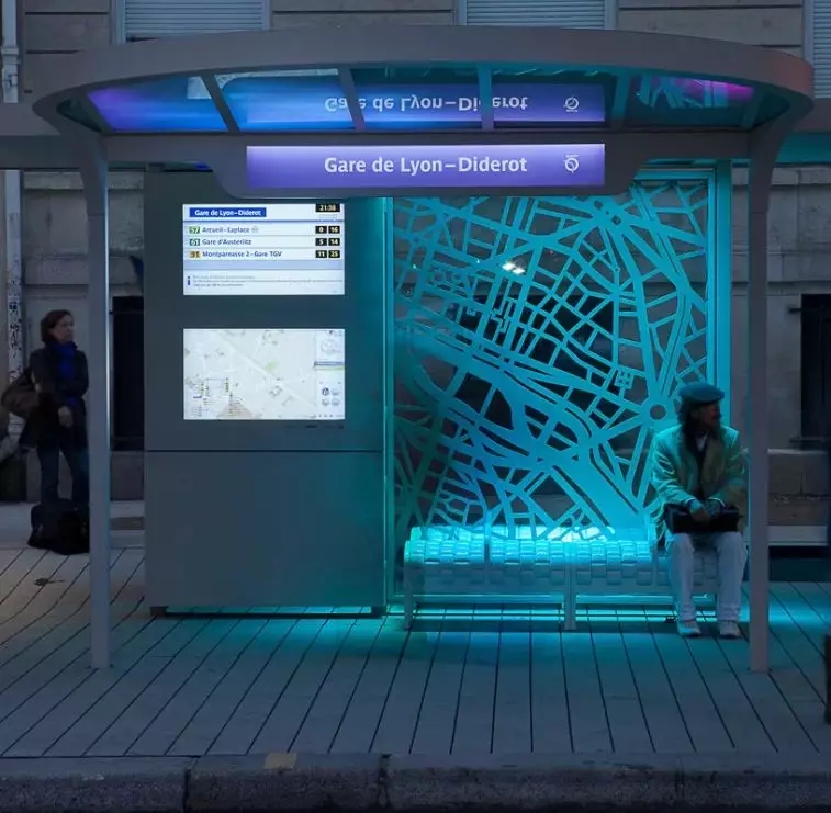 mapa digital de la parada de autobús