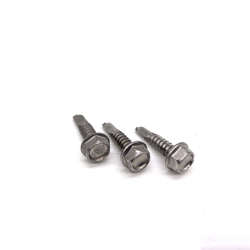 Tornillos autoperforantes con cuello de cabeza hexagonal con brida de acero inoxidable A2-70 DIN7504K