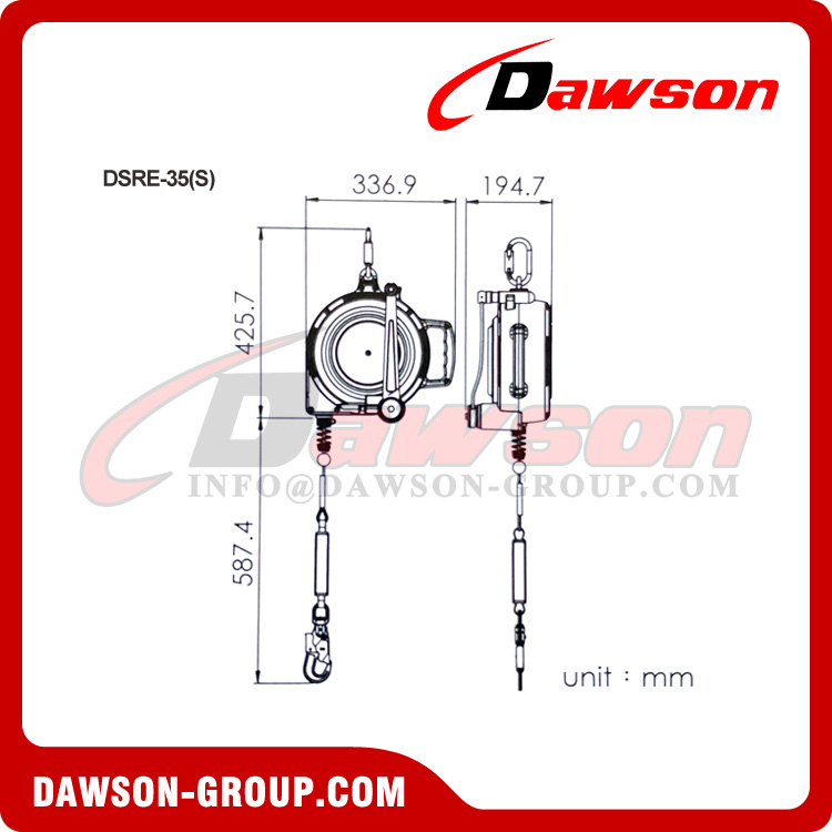 Linha de vida de recupera&ccedil;&atilde;o DSRE-35 (S), linha de vida retr&aacute;til - Dawson Group Ltd. - Fabricante, f&aacute;brica na China