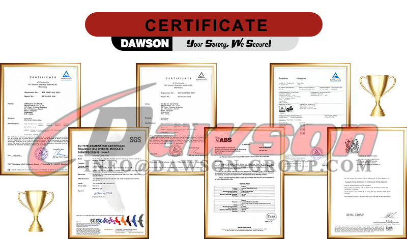 Certificado DAWSON - QingDao Lifting Rigging Dawson Group Ltd. - Fabricante, proveedor y f&aacute;brica de China
