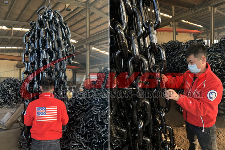 Cadena de ancla marina de grado U2 Grado U3 para uso mar&iacute;timo y naval, cadena de ancla de eslabones sin esp&aacute;rragos soldada con pintura bituminosa negra - Dawson Group Ltd. - F&aacute;brica de China, Proveedor