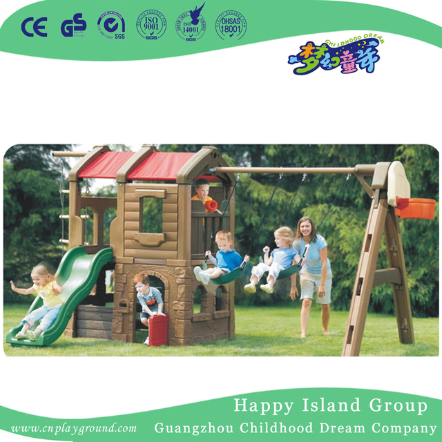 Hochwertige Kinder spielen kleine Kunststoffschaukel mit Rutsche Spielplatz (ML-2012703)