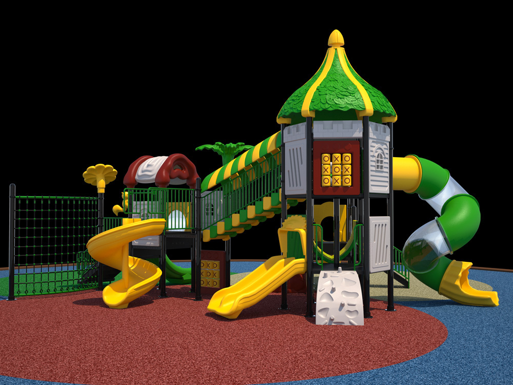 Outdoor-Kinderspielplatz mit 5 Rutschen und Kinder-Fitnessstudio HKDLS4201