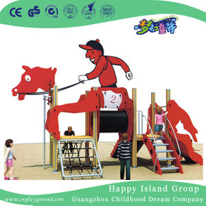 Игровая площадка для животных из оцинкованной стали скольжения в форме красной лошади для использования вне помещений (HHK-2301)