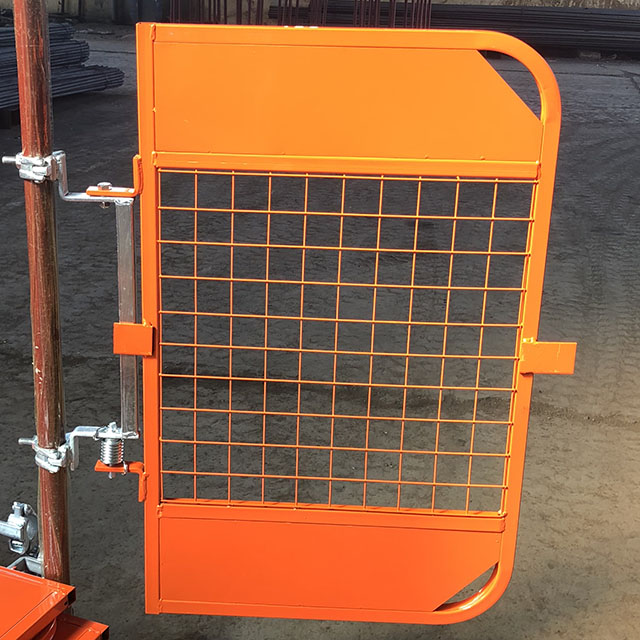 Puerta de acceso con escalera reversible naranja 