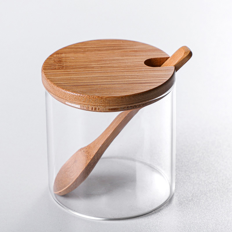 300ml Glass Spice Jar with Wooden Cap and Spoon
