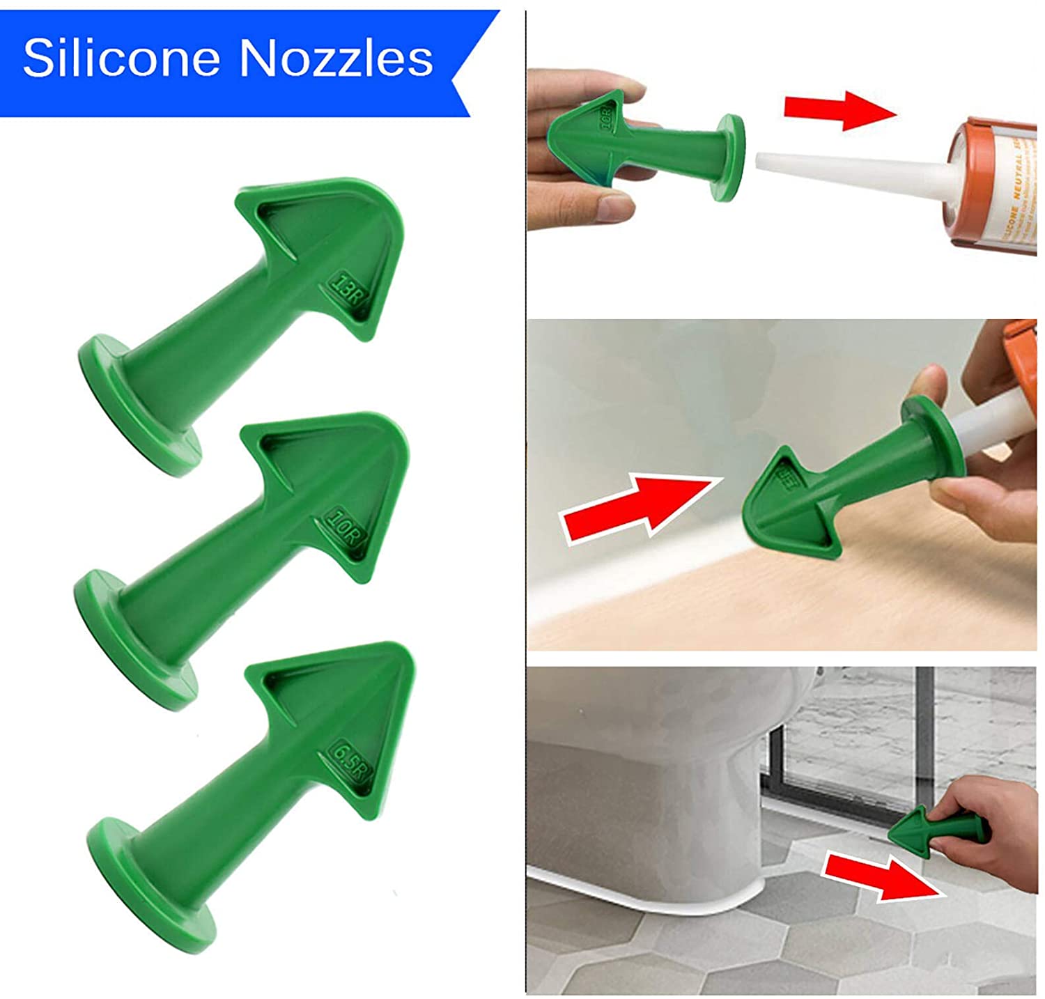 9 pcs/ set Caulk Finishing Tool Joint Sealant Silicone Grout Remover Angle Scraper with Caulking Nozzle Applicator