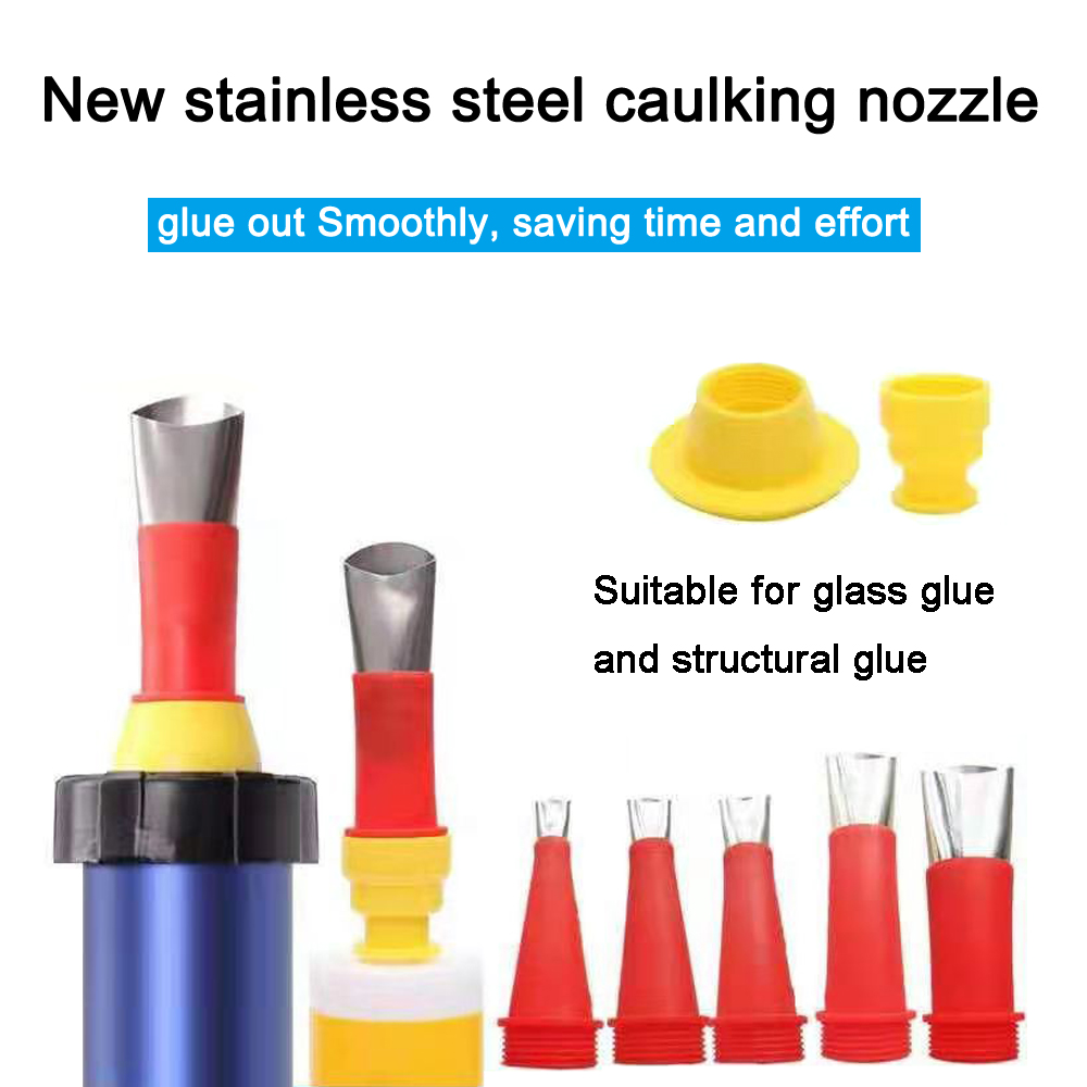 The Latest Upgrade One-piece Stainless Steel Reusable Sealant Caulking Nozzle for Glass Glue/ Structural Glue