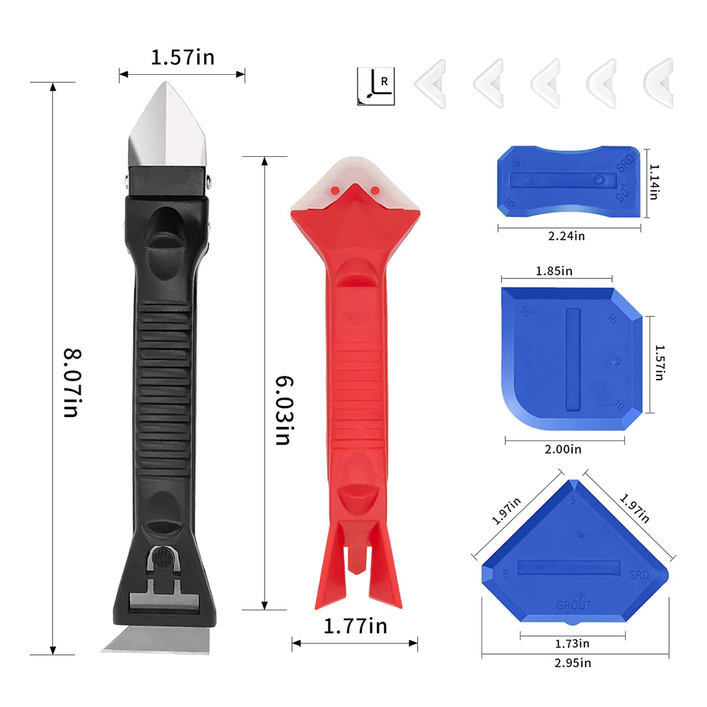 Silicone Caulk Removal Tool Kit Caulk Grout Remover Scraper(Stainless Steel Head) for Kitchen Bathroom Window