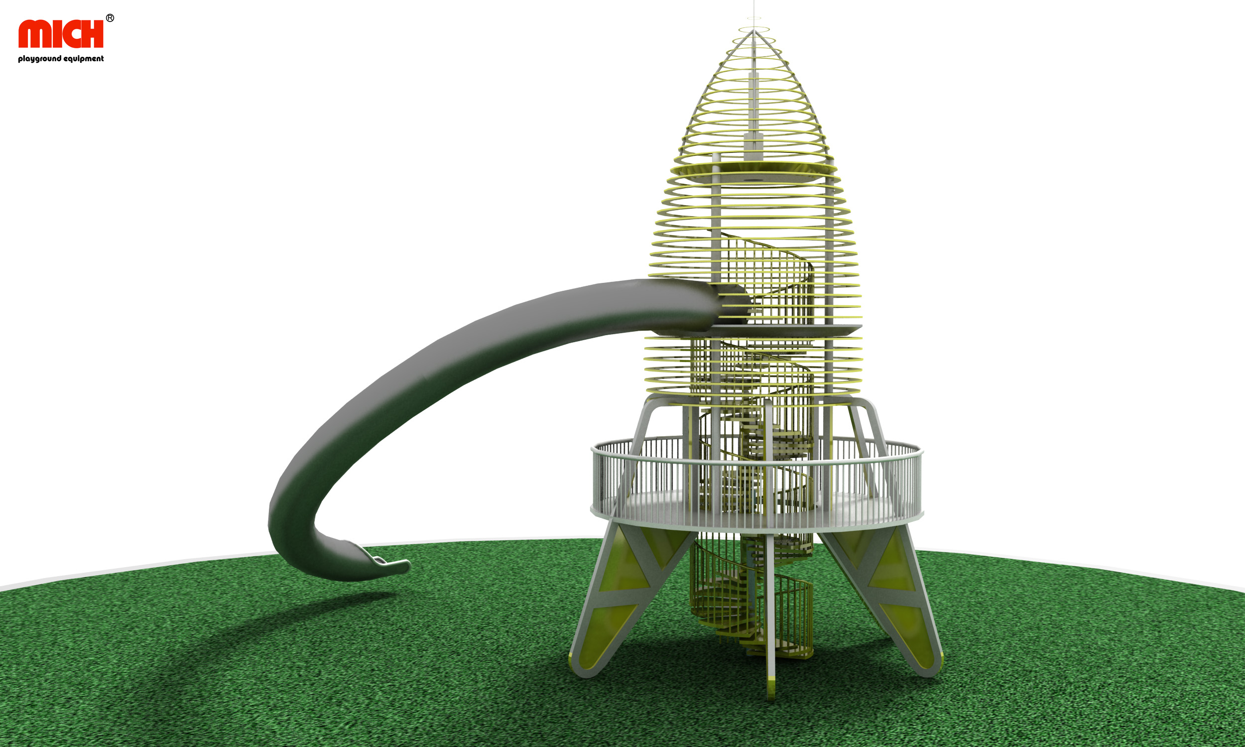Structure de jeu en plein air en forme de fusée en forme de fusée