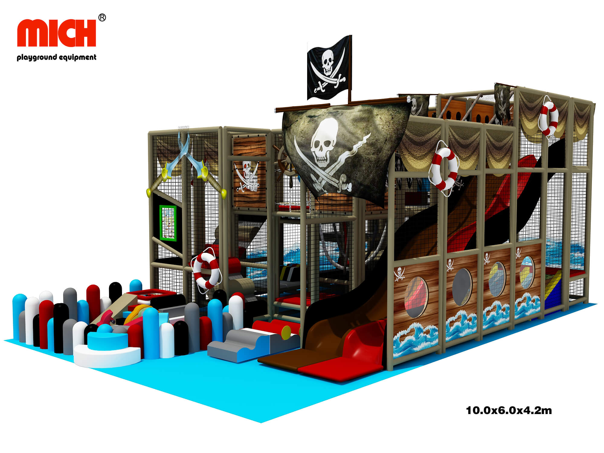 Pequeña casa de juegos suave temático de temática pirata