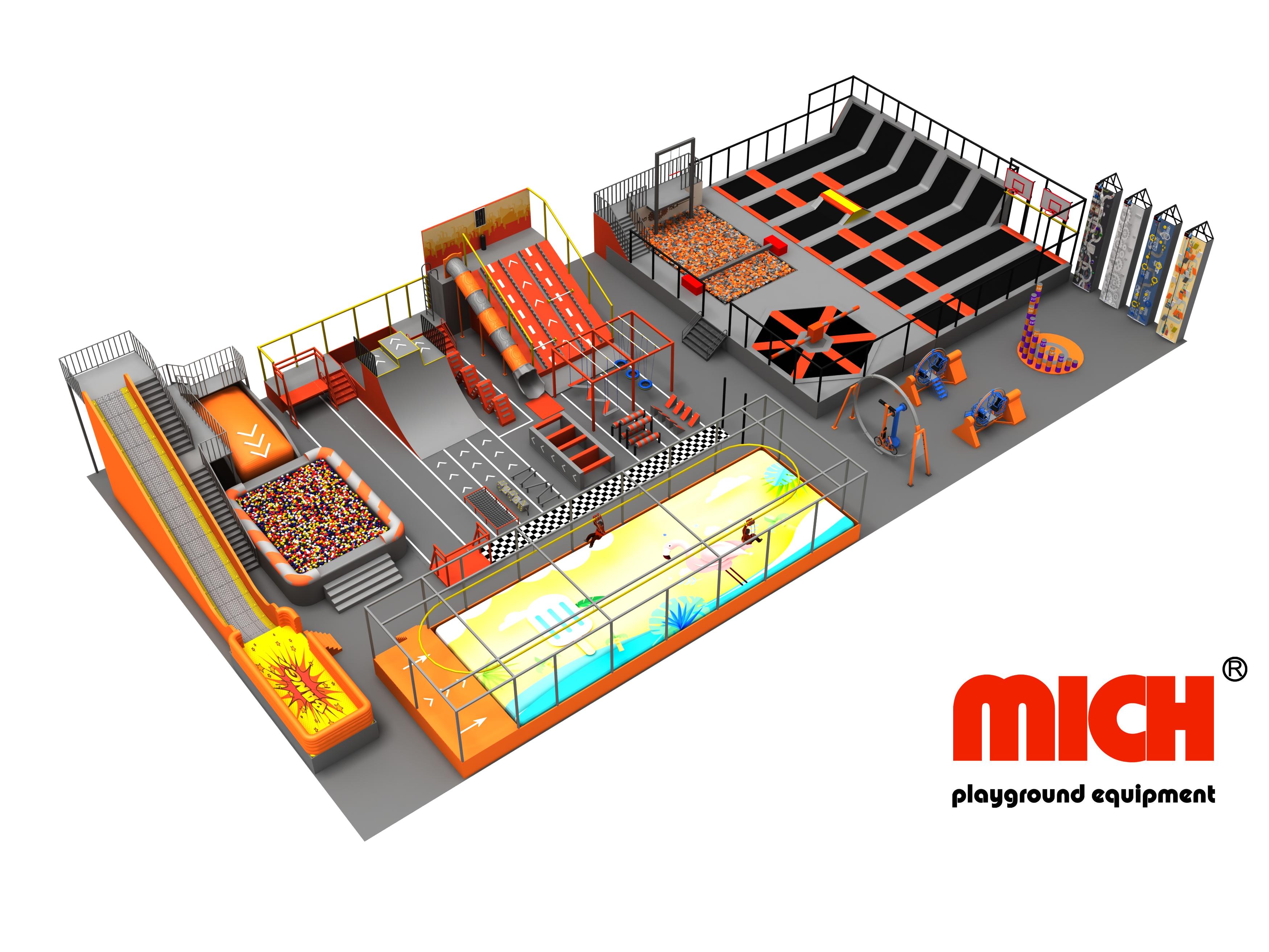 ASTM Sertifikalı İç Mekan Ticari Trambolin Parkı 1000m2'den fazla