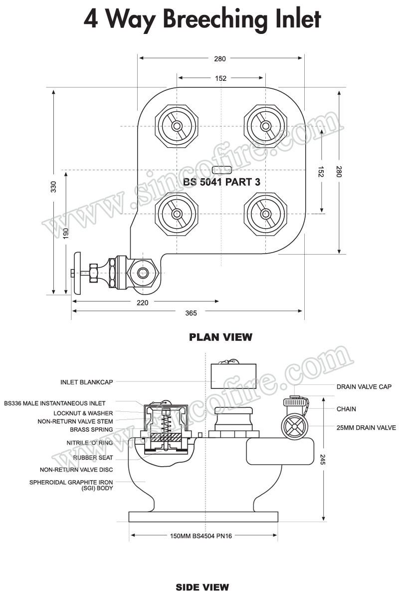 2 & 4 Way Breeching Inlet Valve