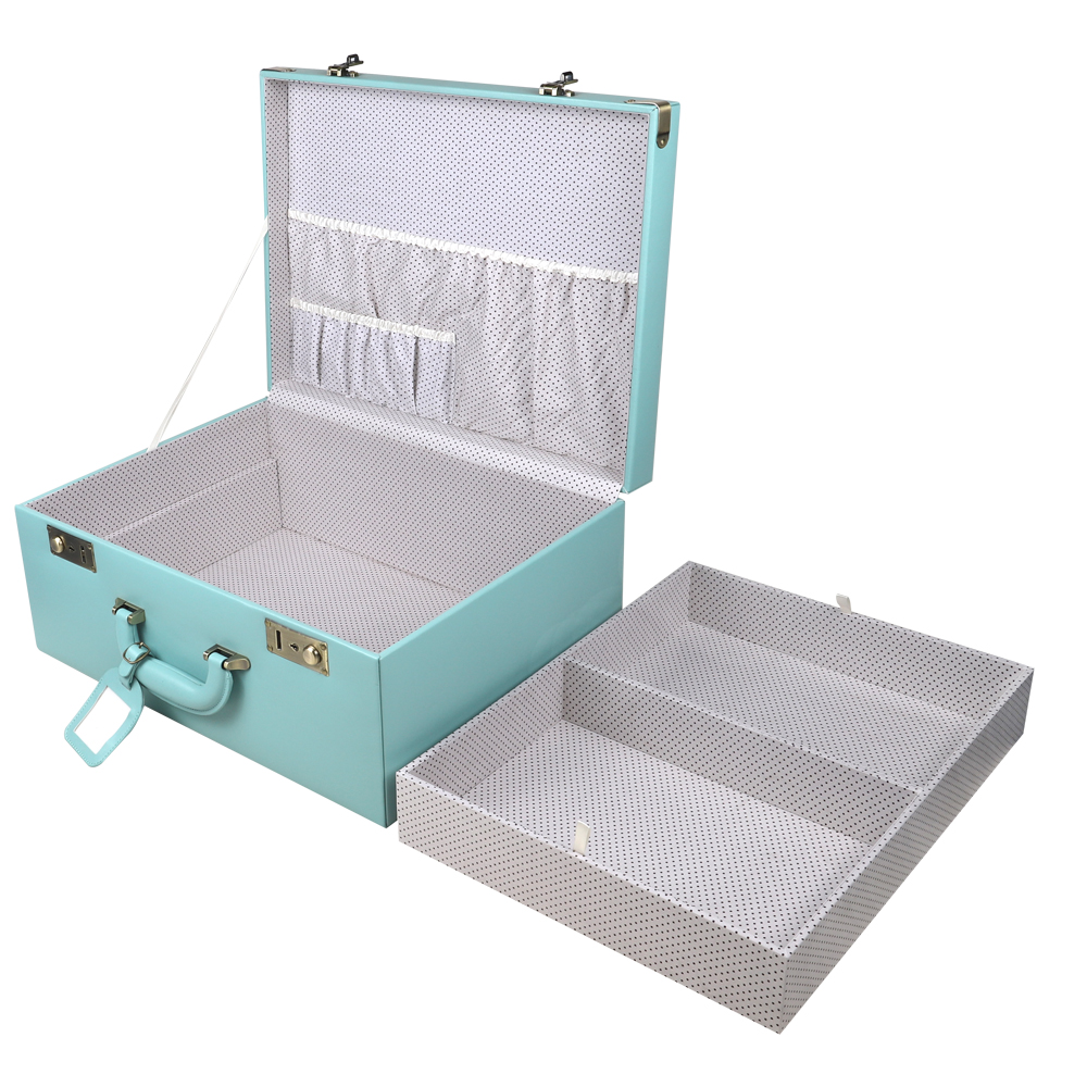 Travel Customized PU Leather Storage Case Creative Suitcase Suitcase with Lock PU Leather Trunk Women Luggage Case White