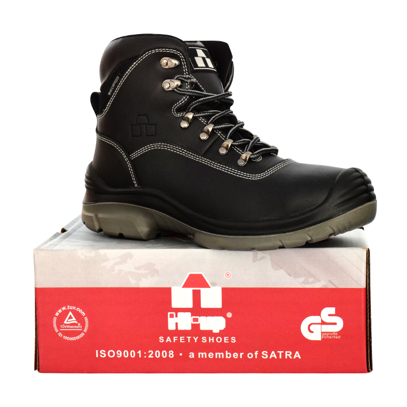 PU injection black soft nappa leather sport type labor labor secure steel plate safety shoes with steel toe