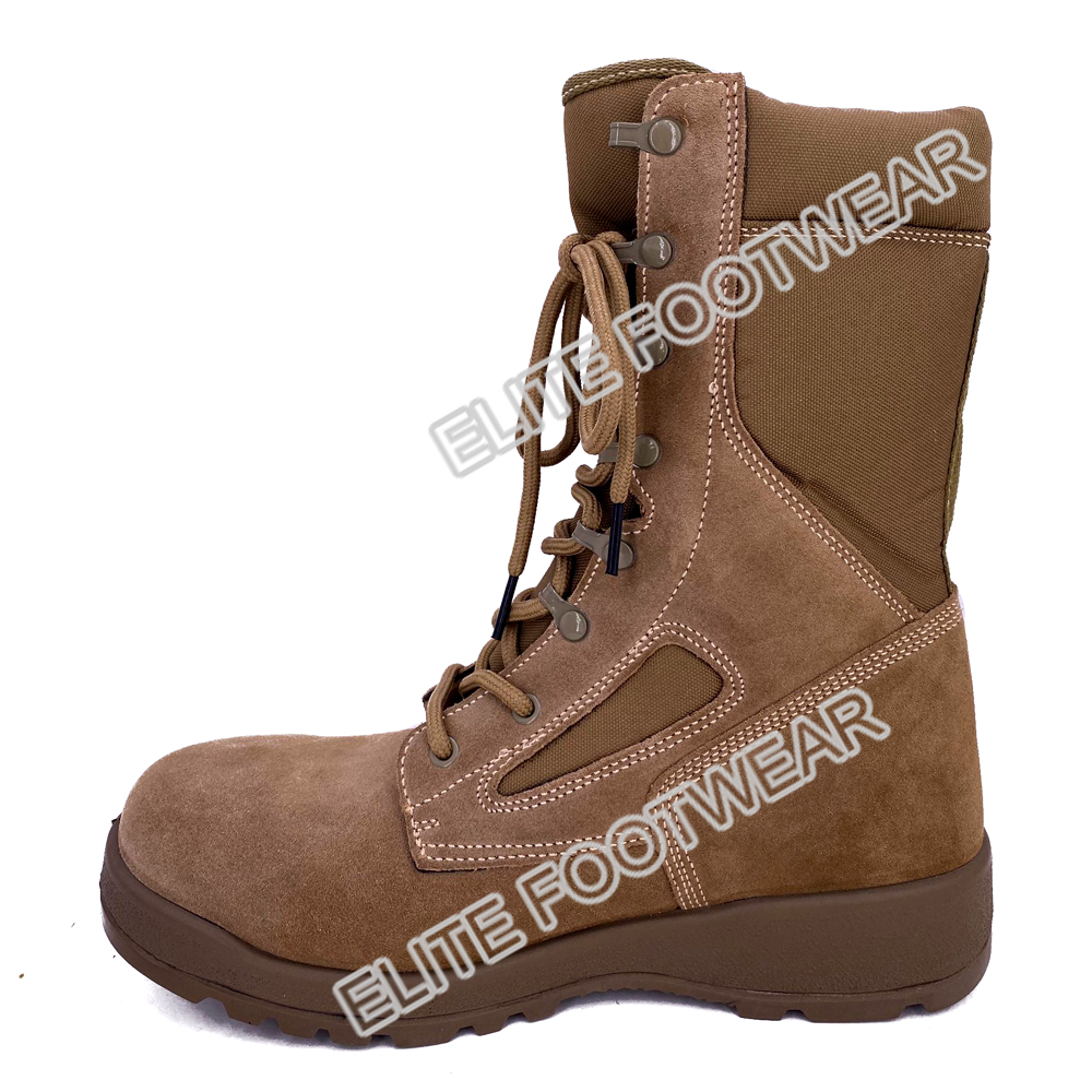 factory direct supply military boots breathable upper with leather and nylon fabric brown color desert boots