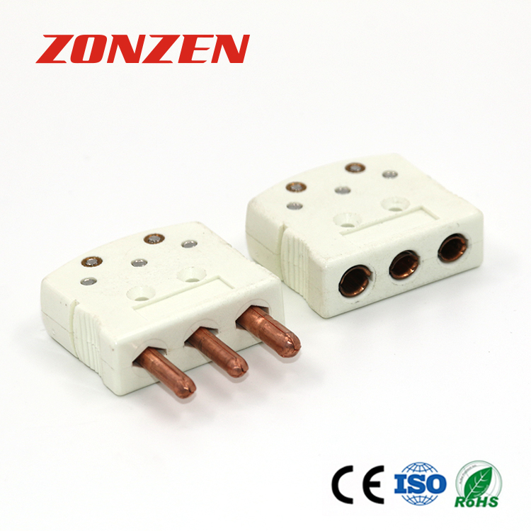 Standard Size 3 Prong Round Pin Connector for Thermocouple, RTD and 3-Wire Thermistor