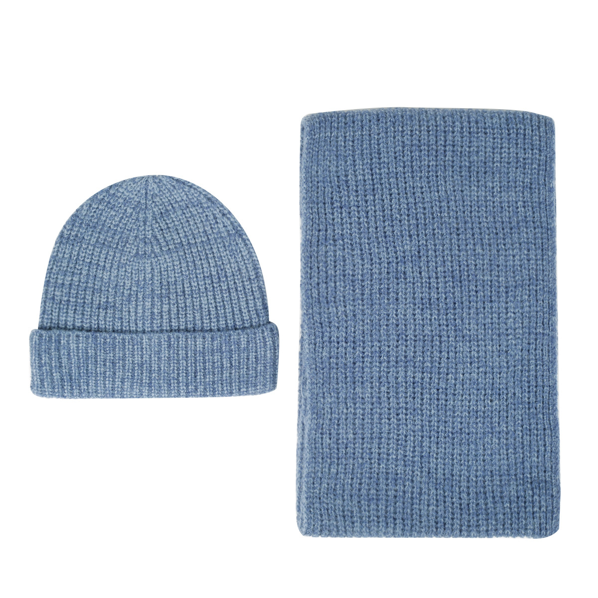 Mens Rib Beanie Scarf Set