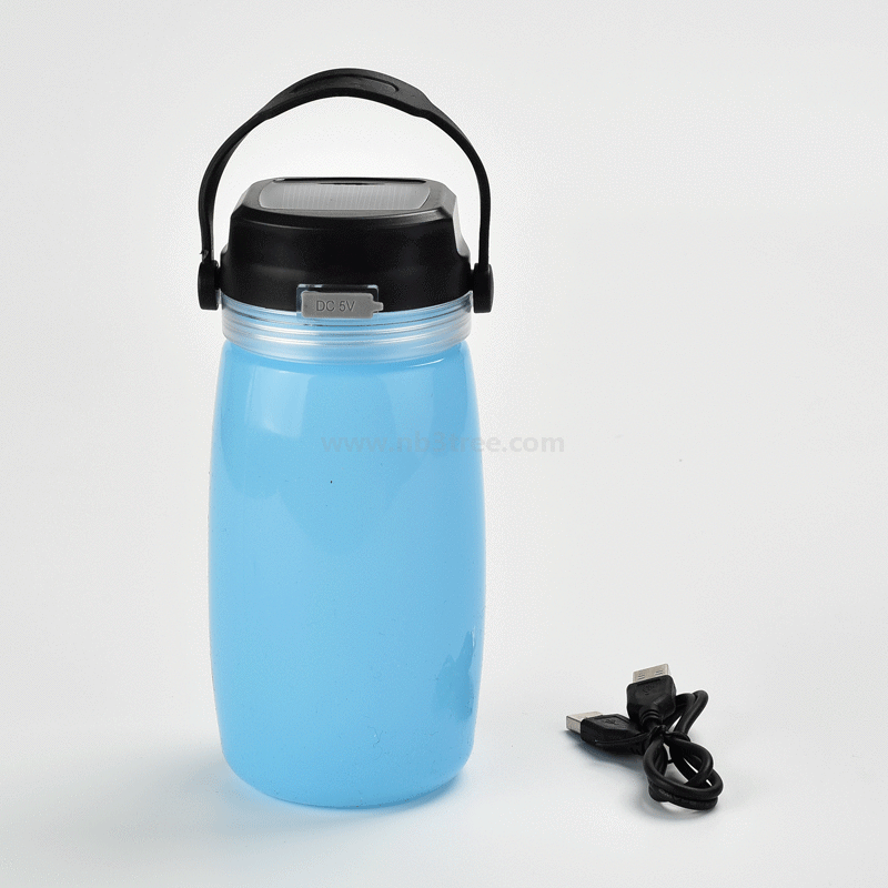 Foldable Silicone Water Bottle Light with Solar Panel, Power Bank Function