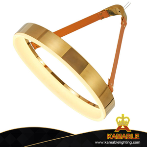 Горячее специальное кольцо из металлической кожи, акриловый теплый подвесной светильник для спальни (KD91328-D40)