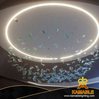 Люстра листьев проекта изготовленная на заказ самомоднейшая красочная стеклянная в зале (KIA-57C)