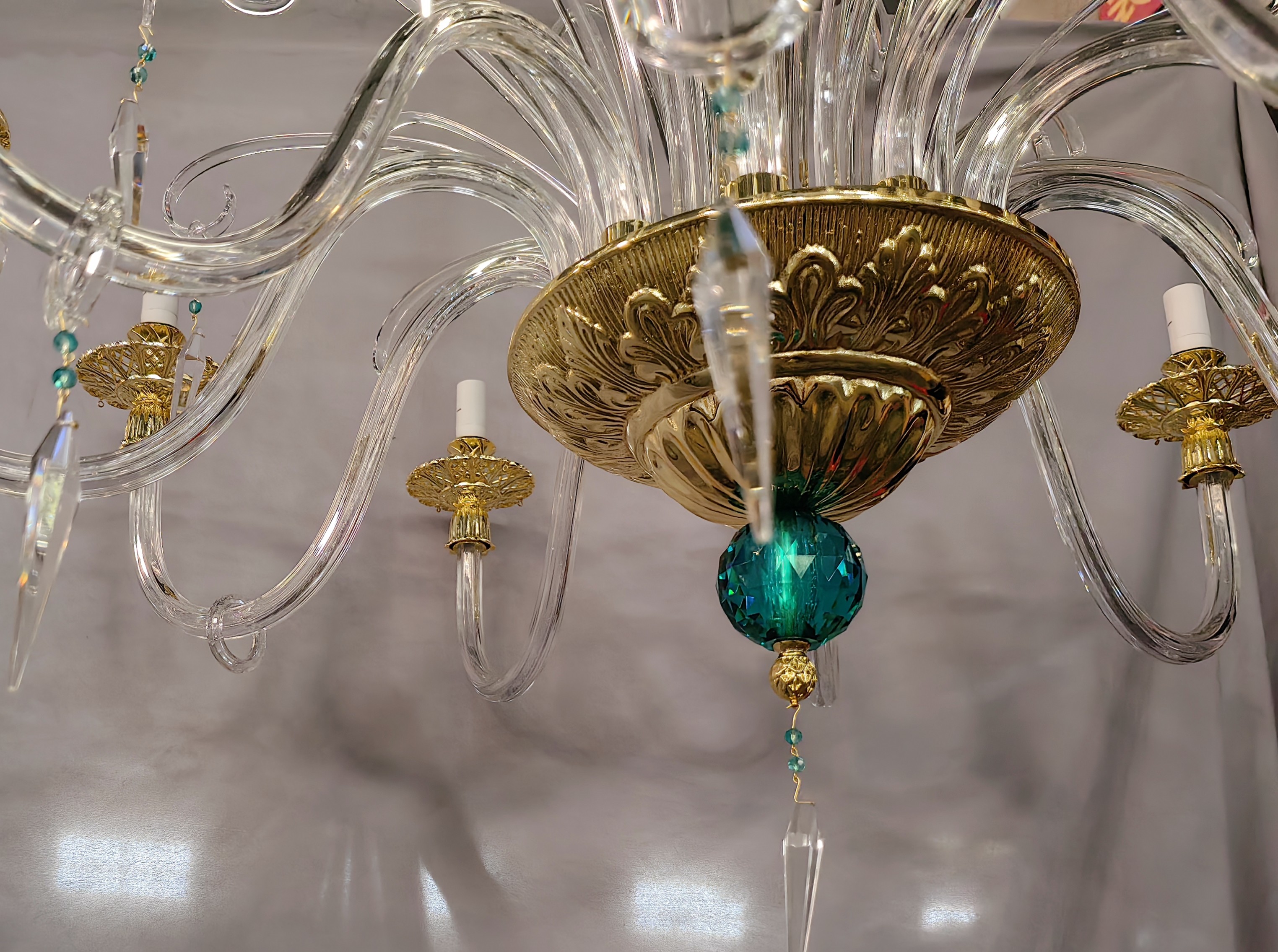 Переходная современная крытая декоративная люстра из синего золота с золотым стеклом (MD66010-8)