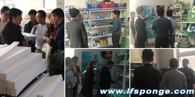 Warmly welcome Korean customers to visit Company Life Nano compressed melamine sponge factory news from lfsponge
