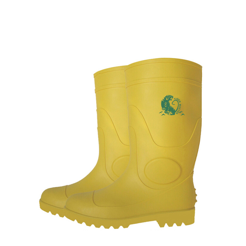 YYS yellow steel toe cap PVC safety wellington rain boots