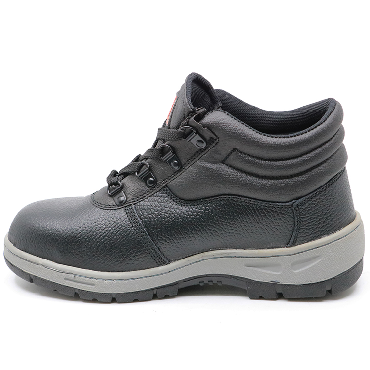 RB1094 Black leather rubber sole cemented steel toe cap oil industrial safety shoes