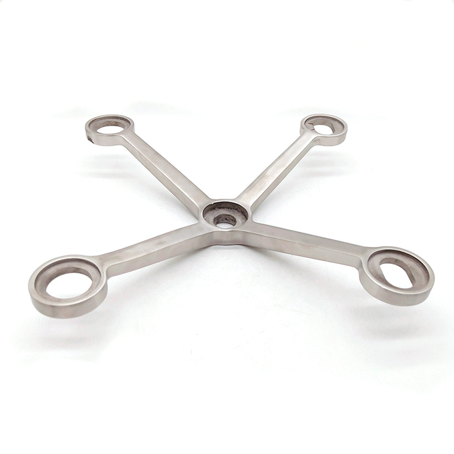 SS304 acier inoxydable 4 bras rideaux muraux en verre d'araignée