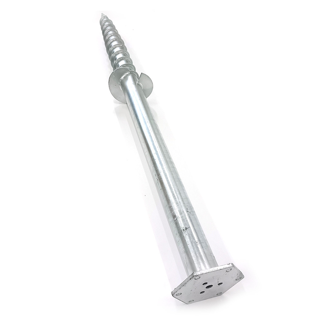 Ancrages de vis de terre à tête de bride galvanisés à chaud avec de grandes lames en spirale